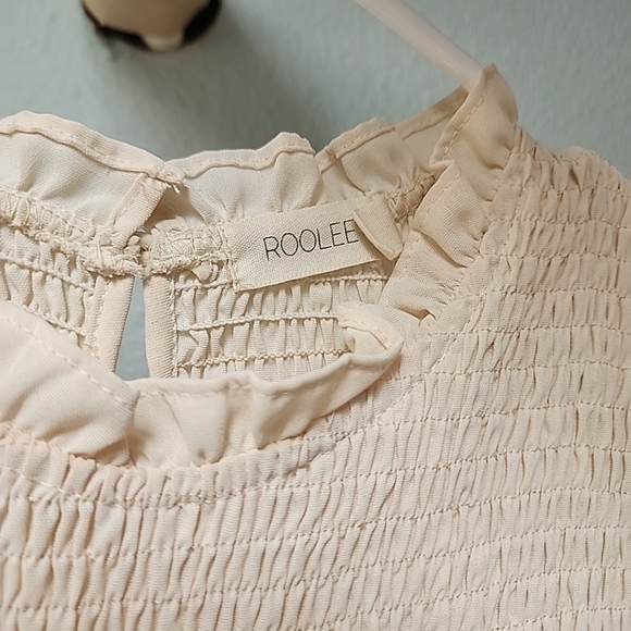 Roolee Smocked Cream Midi Dress - Picture 4 of 4